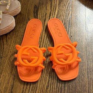 Gucci Bright Orange Logo Slides